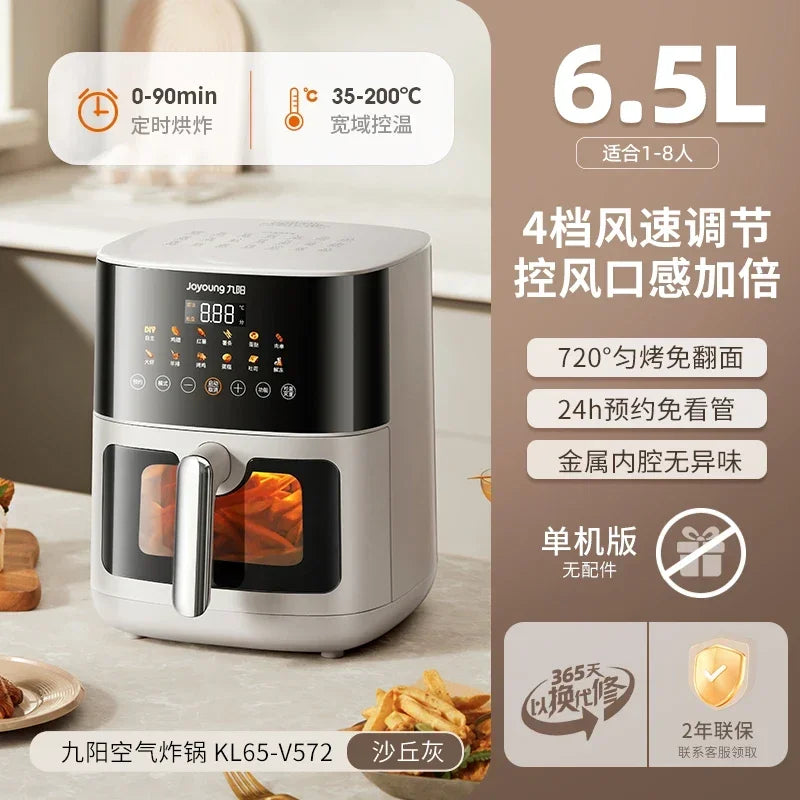 Joyoung deep fryer Smart Visual air fryers 6.5L Large capacity Air fryer Low fat oil free Automatic airfryer Home appliance 220V