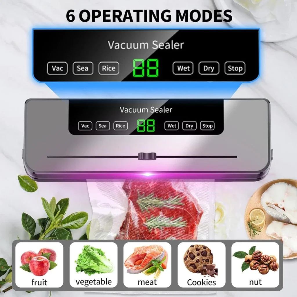 Vacuum Sealer Machine Dry Wet Food Packaging Machine With UV Kitchen Food Storage Sealing Machine Built-in Cutter Vacuum Packer