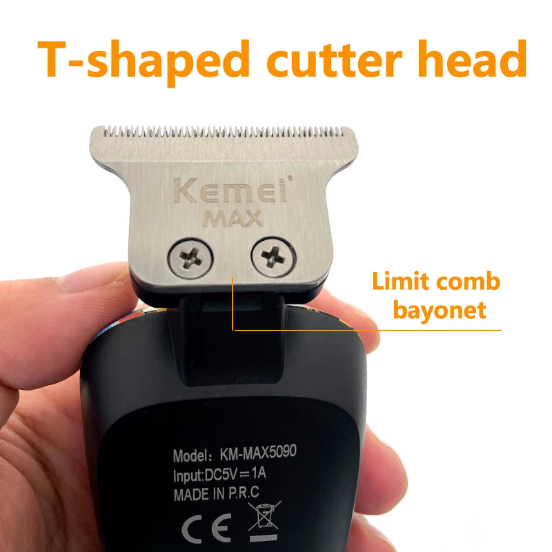 Kemei KM-5090 Electric Hair Clipper Multifunctional Home Hair Trimmer Printing Graffiti Razor USB Men's Electric Shaver