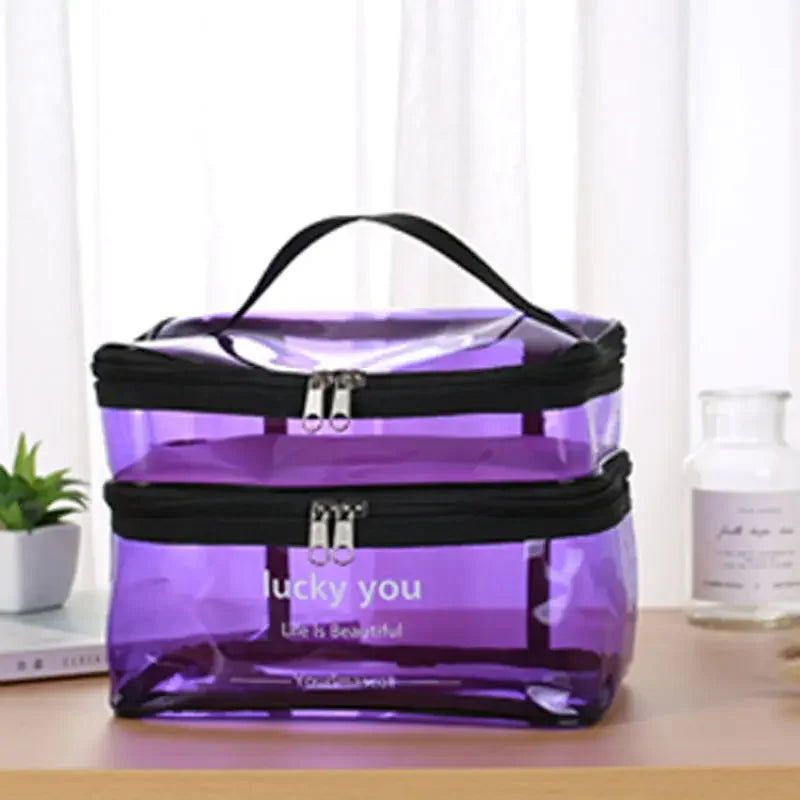 Waterproof Transparent PVC Bath Cosmetic Bag Women Make Up Case Travel Zipper Makeup Beauty Wash Organizer Toiletry Storage Kit