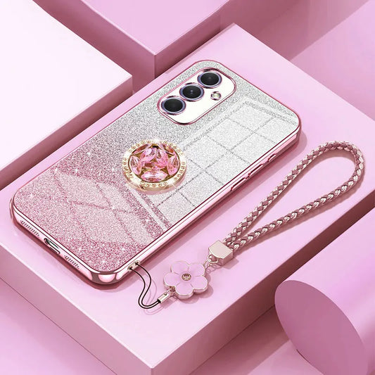 A 25 55 5G Luxury Glitter Case with Ring For Samsung galaxy A25 A15 A55 A54 A34 Cover with Lanyard Shockproof Holder Case A25