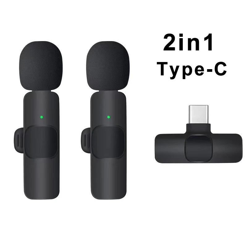 Wireless Lavalier Microphone Portable Audio Video Recording Mini Mic for iPhone Android Live Broadcast Gaming Phone Mic