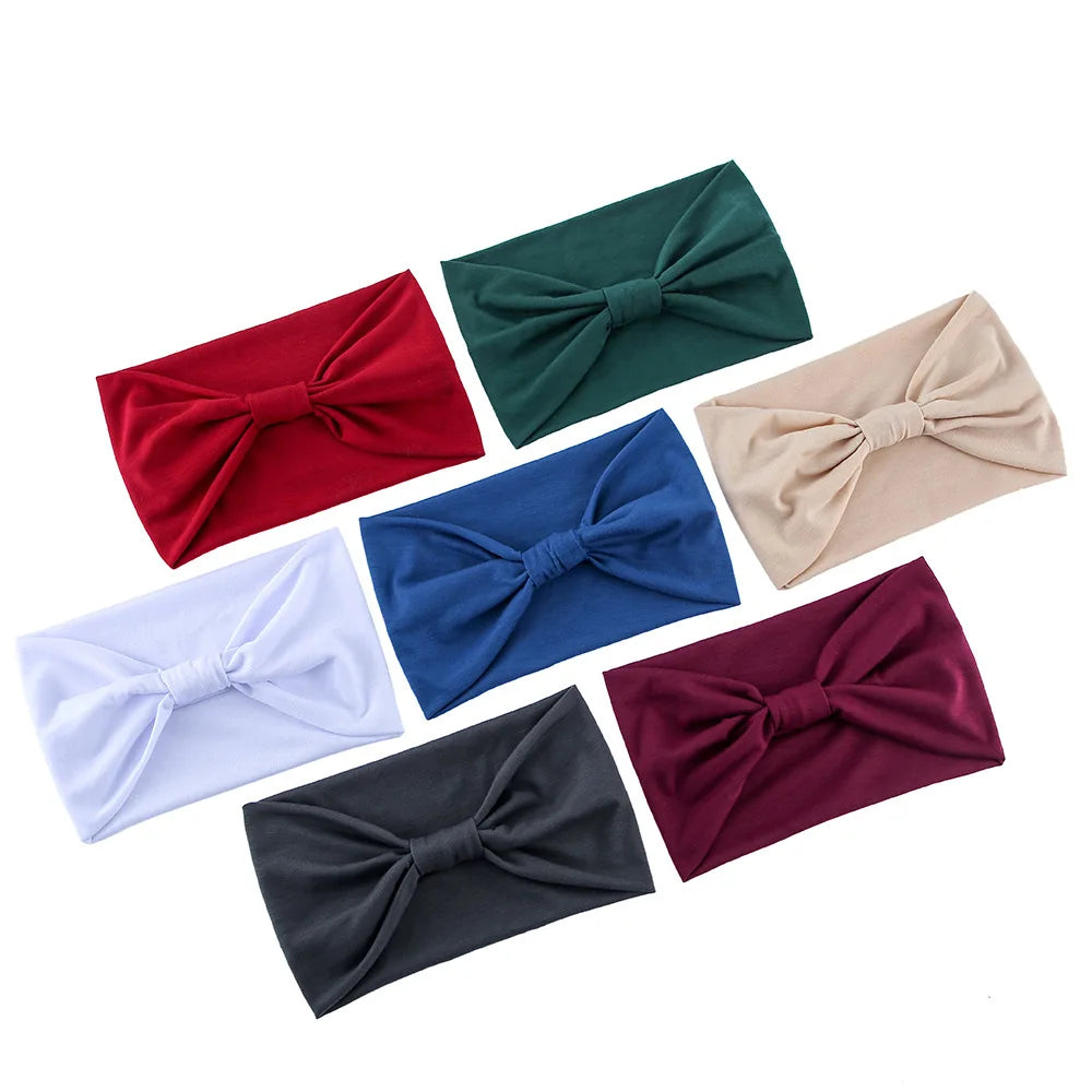 Solid Wide Headband Women Hair Accessories Bowknot Turbans Head Band Wash Face Make-up Sports Running Yoga Headbands