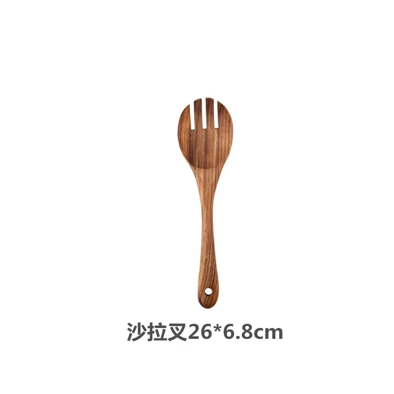 Natural Teak Cooking Spoon Scoop Kitchen Wooden Spatula Non-stick Utensils Set For Cooking With Hanging Hooks Cookware Tool Set