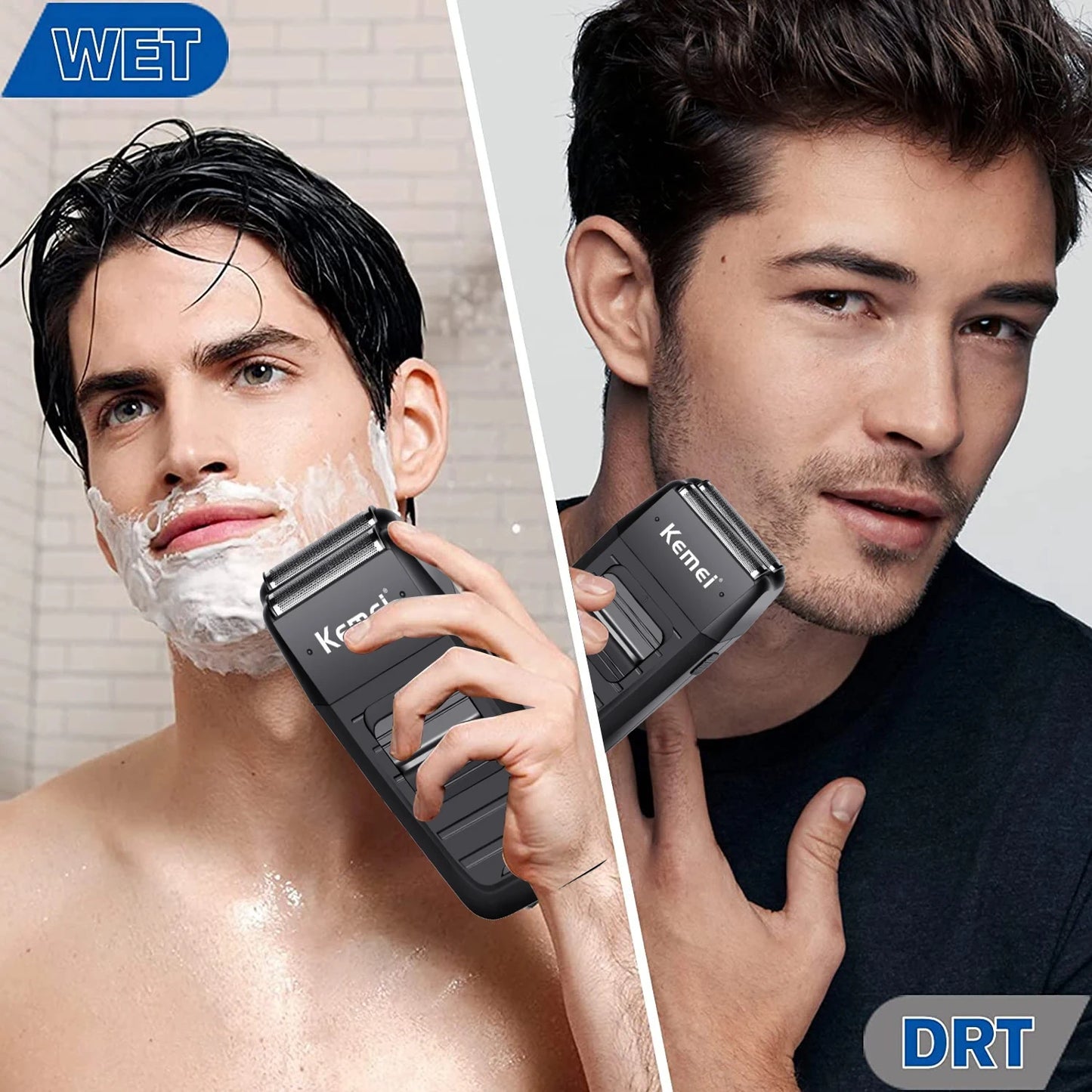 Kemei-1102 Rechargeable Cordless Shaver For Men Beard Shaver Machine Twin Blade Face Care Multifunction Strong Trimmer