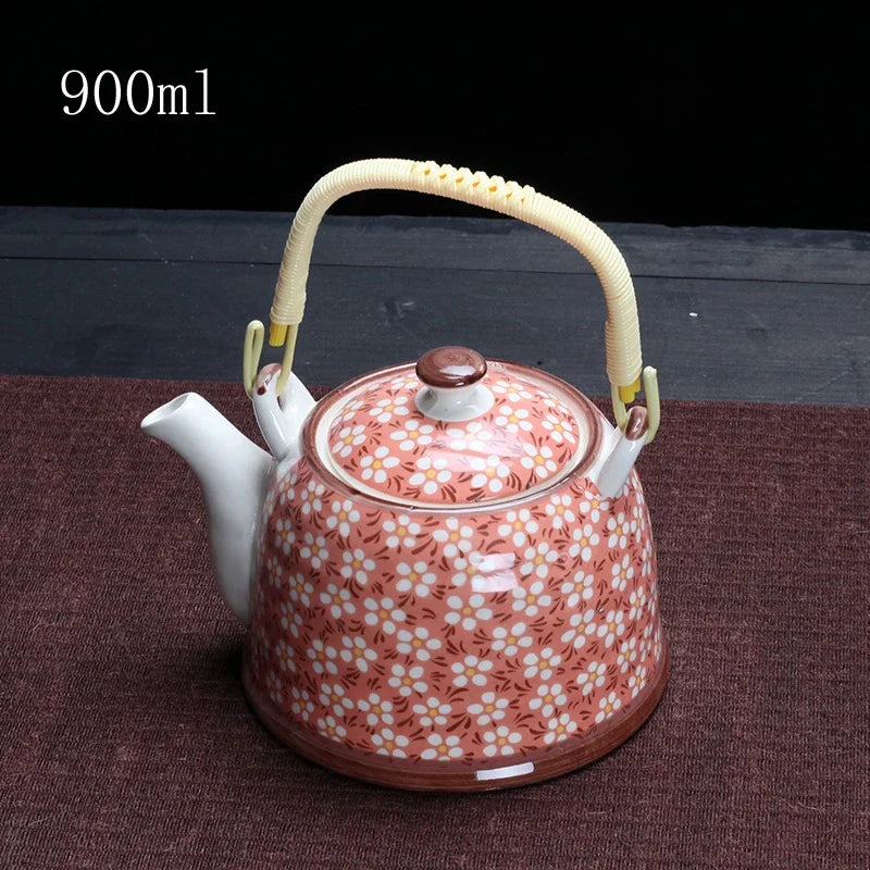 China  Porcelain Teapot with Strainer Net High Capacity 900ML Traditional Chinese Retro Ceramic Tea Set