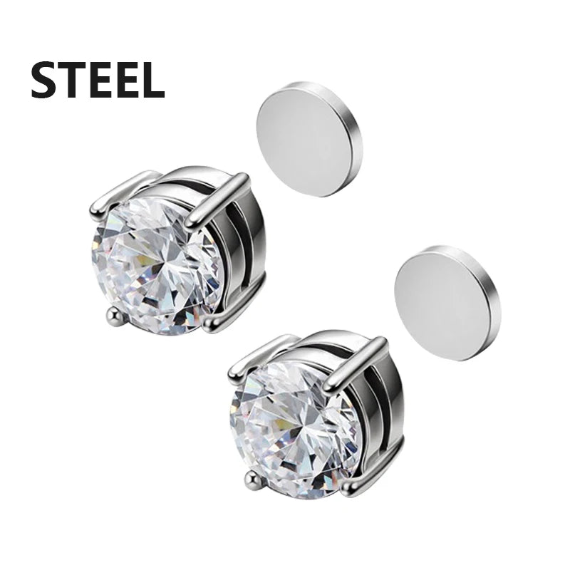 1/3 Pair Crystal Strong Magnetic Ear Stud Clip Earrings for Men and Women Punk Round Zircon Magnet Earrings Non Piercing Jewelry