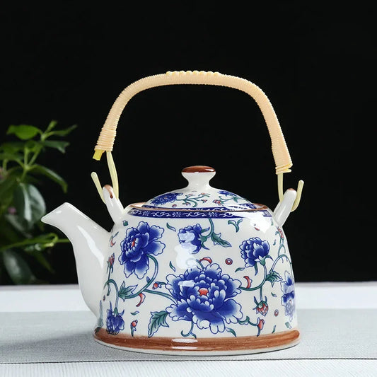 China  Porcelain Teapot with Strainer Net High Capacity 900ML Traditional Chinese Retro Ceramic Tea Set