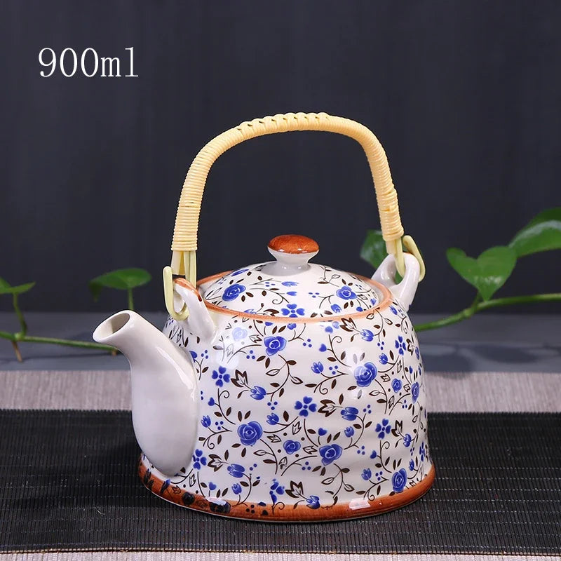 China  Porcelain Teapot with Strainer Net High Capacity 900ML Traditional Chinese Retro Ceramic Tea Set