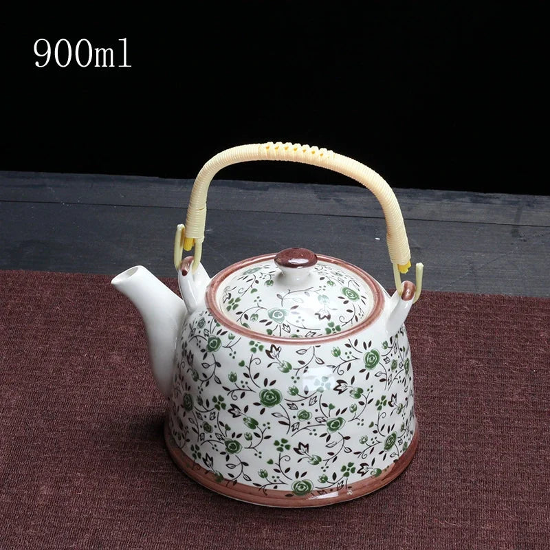 China  Porcelain Teapot with Strainer Net High Capacity 900ML Traditional Chinese Retro Ceramic Tea Set