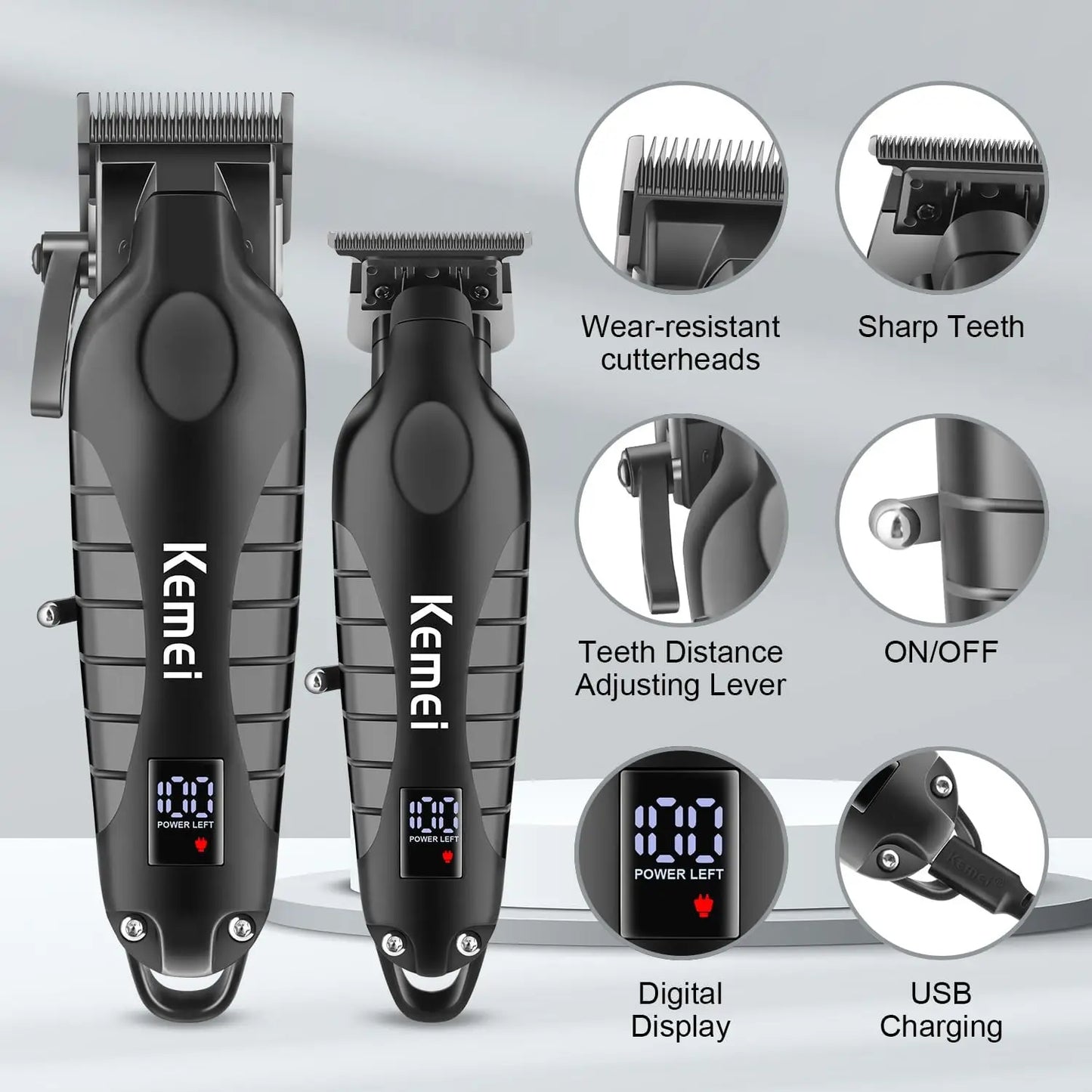 Kemei Hair Clipper Kit for Men, Electric Shaver, Hair Trimmer, Professional Cutting Machine, KM-2290, KM-2293, KM-1102