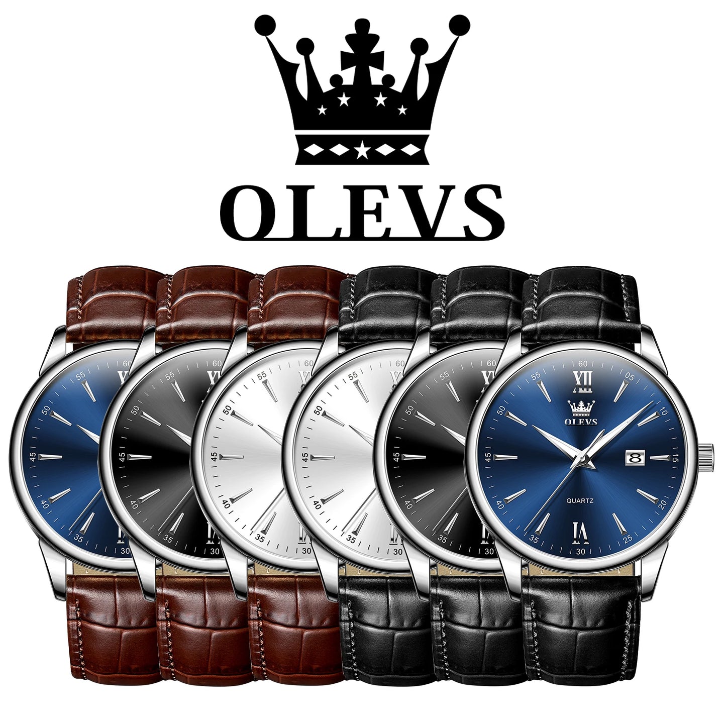 OLEVS Luxury Men's Watches High Quality Fashion Leather Watch For Men Waterproof Original Classic Quartz Wristwatch Reloj Hombre