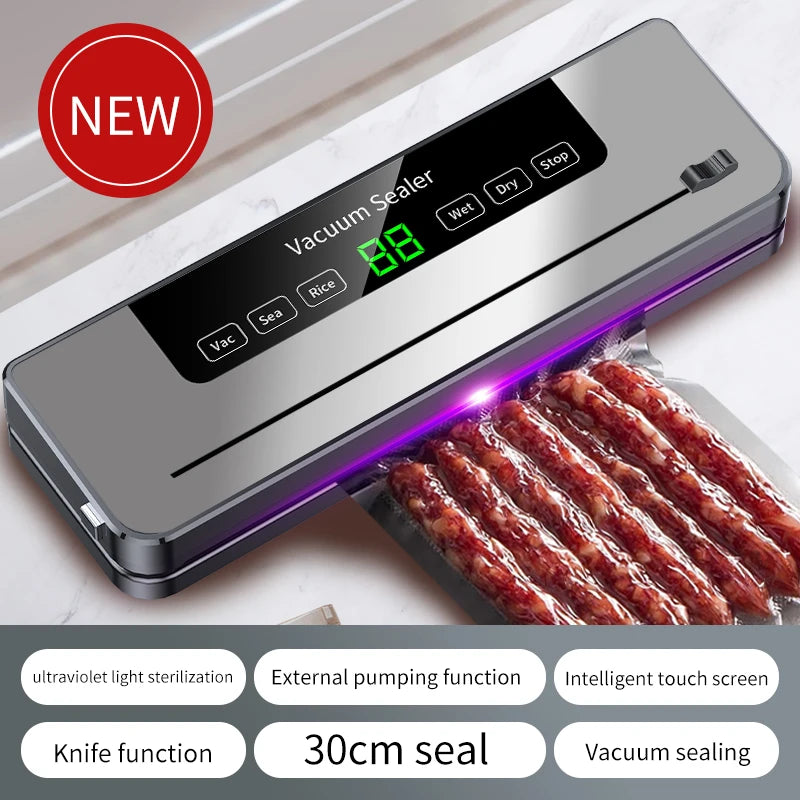 Vacuum Sealer Machine Dry Wet Food Packaging Machine With UV Kitchen Food Storage Sealing Machine Built-in Cutter Vacuum Packer