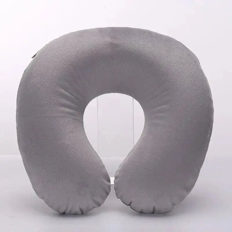 1PC U-shaped Travel Pillow Portable Inflatable Neck Cervical Spine Support Short Plush Cushion Office Sleep Essentials