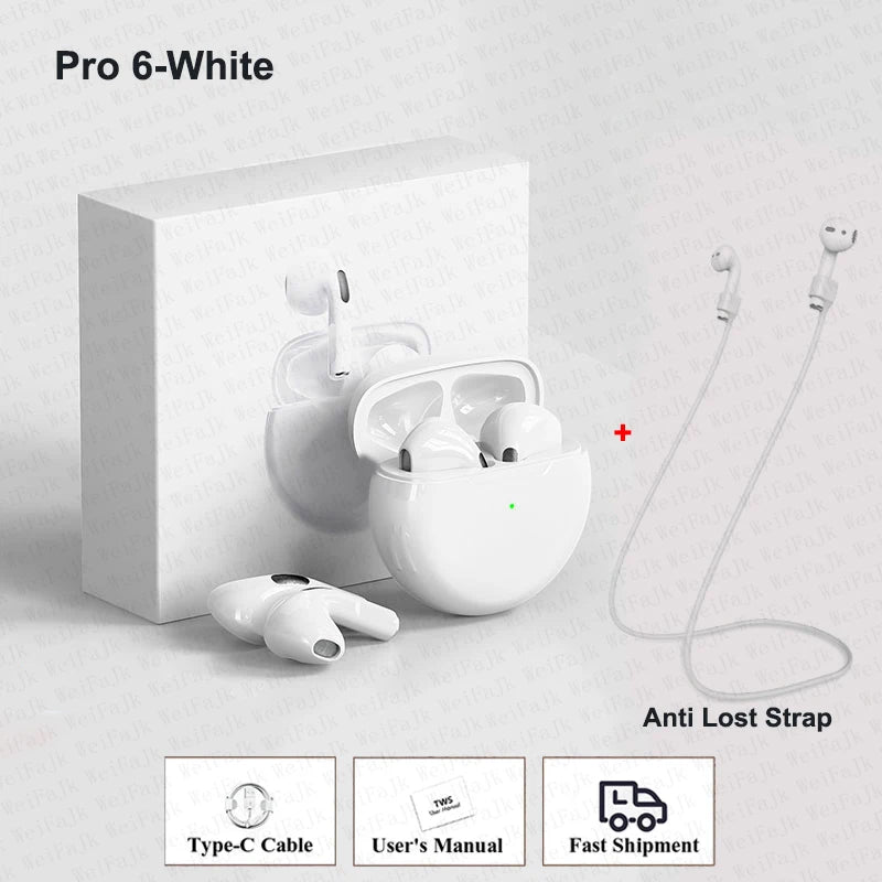 Original Air Pro 6 Pods TWS Max Wireless Bluetooth Earphones In Ear Earbuds Noise Cancelling Headset For Apple iPhone