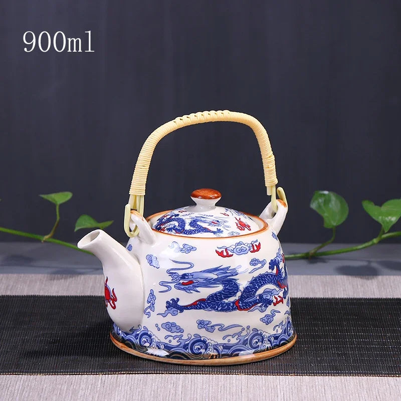 China  Porcelain Teapot with Strainer Net High Capacity 900ML Traditional Chinese Retro Ceramic Tea Set