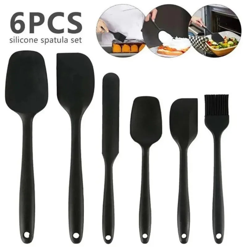 6 Pieces Silicone Spatula Set Food Grade Non Stick Heat Resistant Spatulas Turner for Cooking Baking Mixing Baking Tools