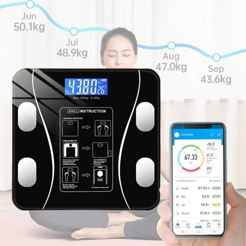 Smart APP synchronized body fat scale bathroom digital scale Bluetooth weight loss body fat scale body composition analyzer