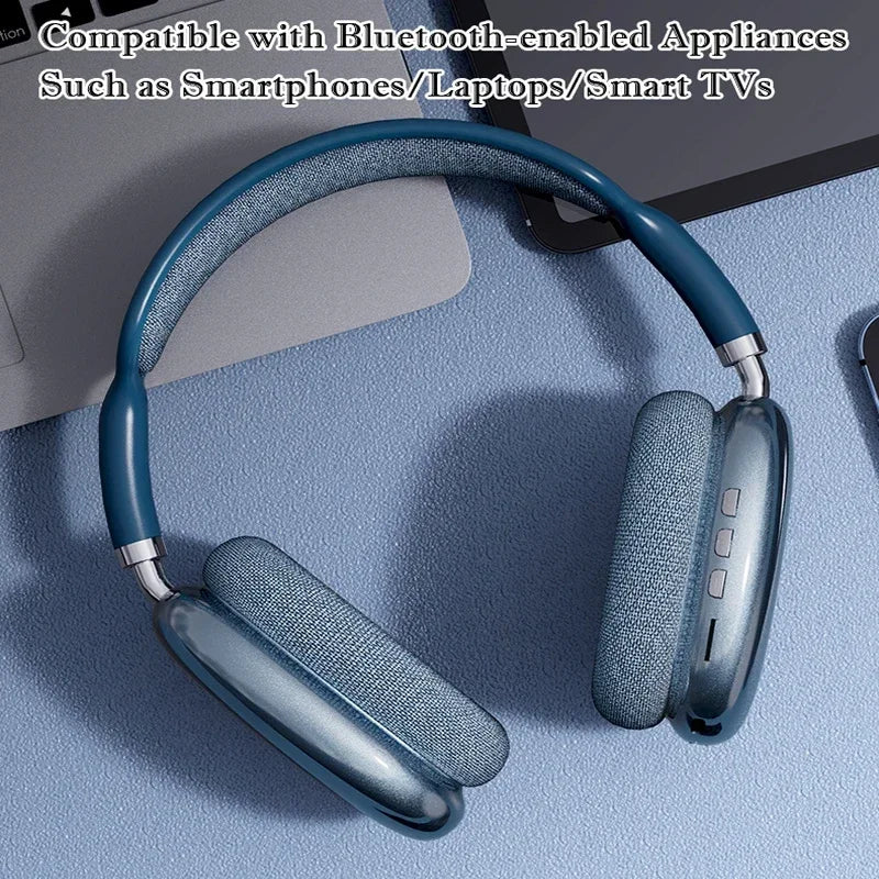 New P9 Wireless Bluetooth Headphones Noise Cancelling with Microphone Pods Over Ear Sports Gaming Headset for Apple iPhone