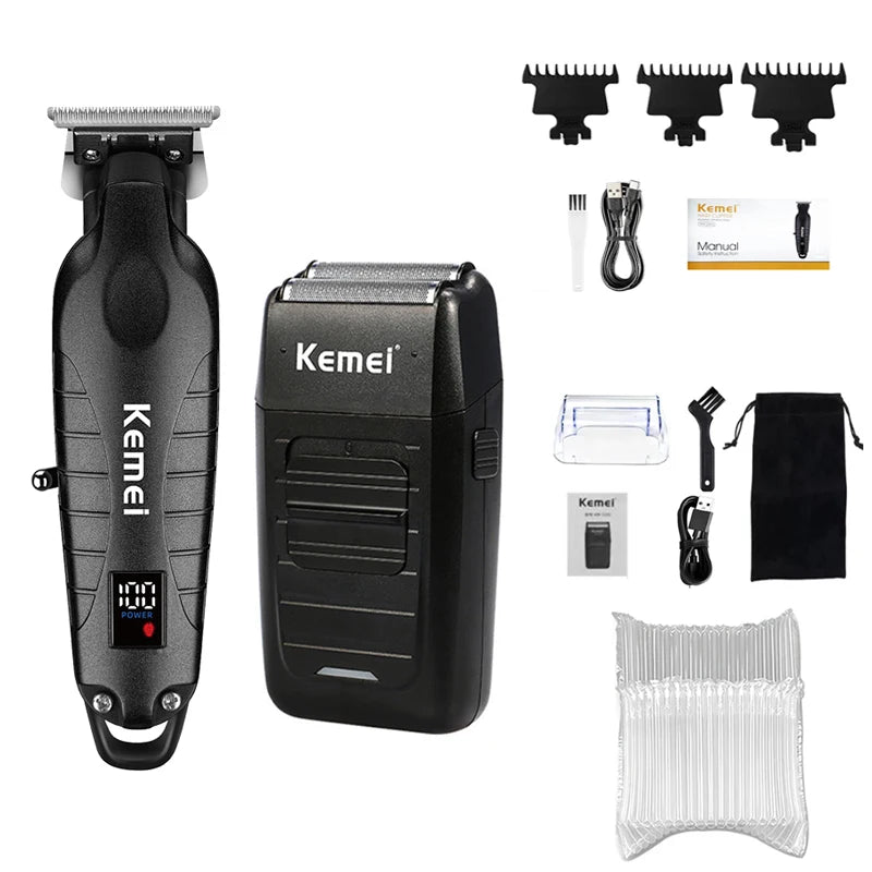 Kemei Hair Clipper Kit for Men, Electric Shaver, Hair Trimmer, Professional Cutting Machine, KM-2290, KM-2293, KM-1102