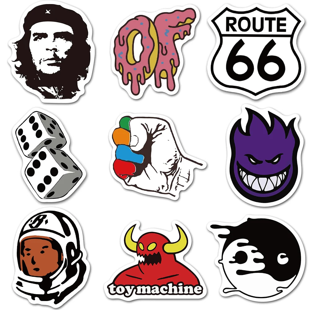 10/30/50/100Pcs Cool Fashion Brand Logo Stickers DIY Skateboard Laptop Luggage Bike Motorcycle Phone Car Cool Sticker Decal Toys