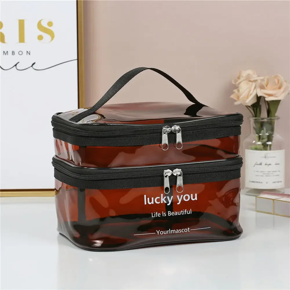 Waterproof Transparent PVC Bath Cosmetic Bag Women Make Up Case Travel Zipper Makeup Beauty Wash Organizer Toiletry Storage Kit