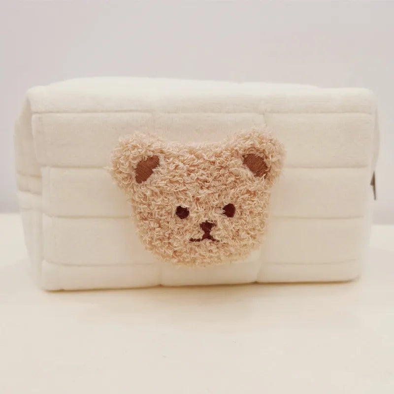 Portable Cute Bear Baby Toiletry Bag Make Up Cosmetic Bags Diaper Pouch Baby Items Organizer Reusable Cotton Cluth Bag for Mommy