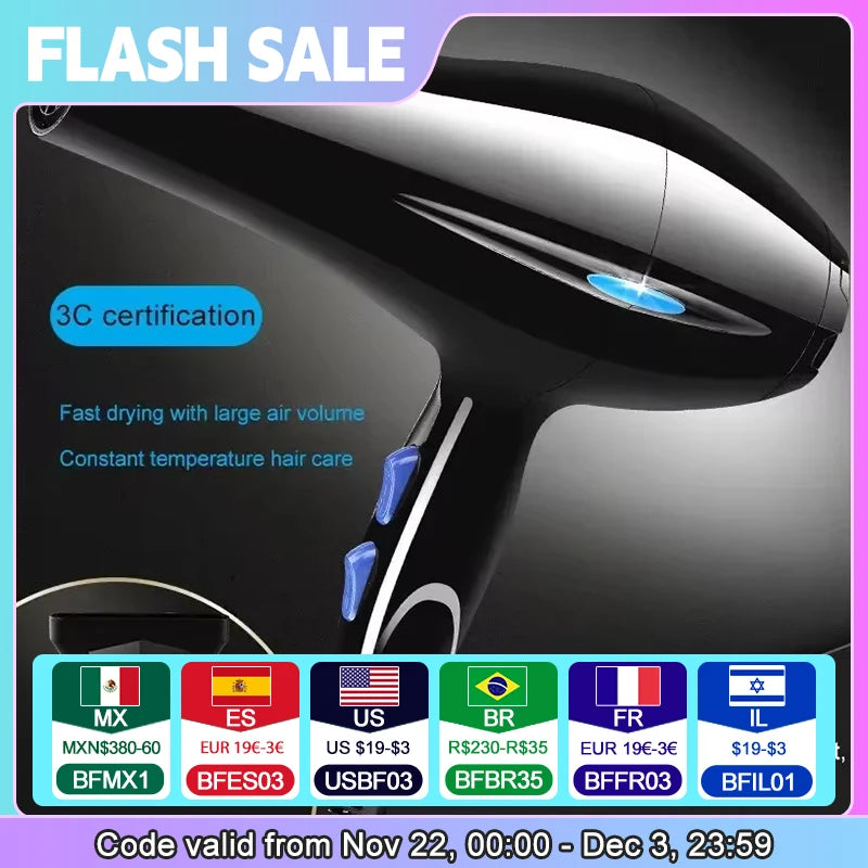 Negative Ion Hair Dryer Constant Temperature Hair Care without Hurting Hair Light and Portable Essential for Home and Travel