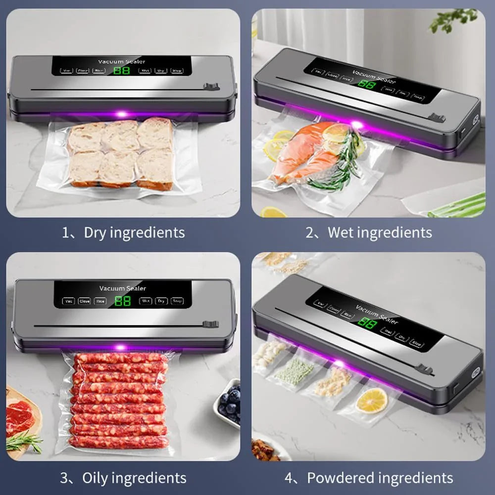 Vacuum Sealer Machine Dry Wet Food Packaging Machine With UV Kitchen Food Storage Sealing Machine Built-in Cutter Vacuum Packer