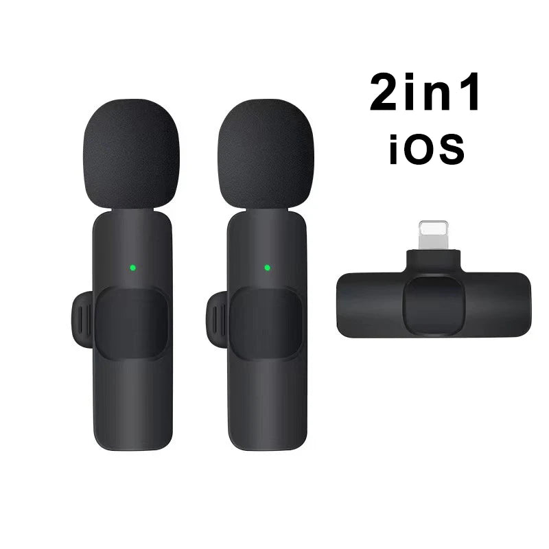 Wireless Lavalier Microphone Portable Audio Video Recording Mini Mic for iPhone Android Live Broadcast Gaming Phone Mic