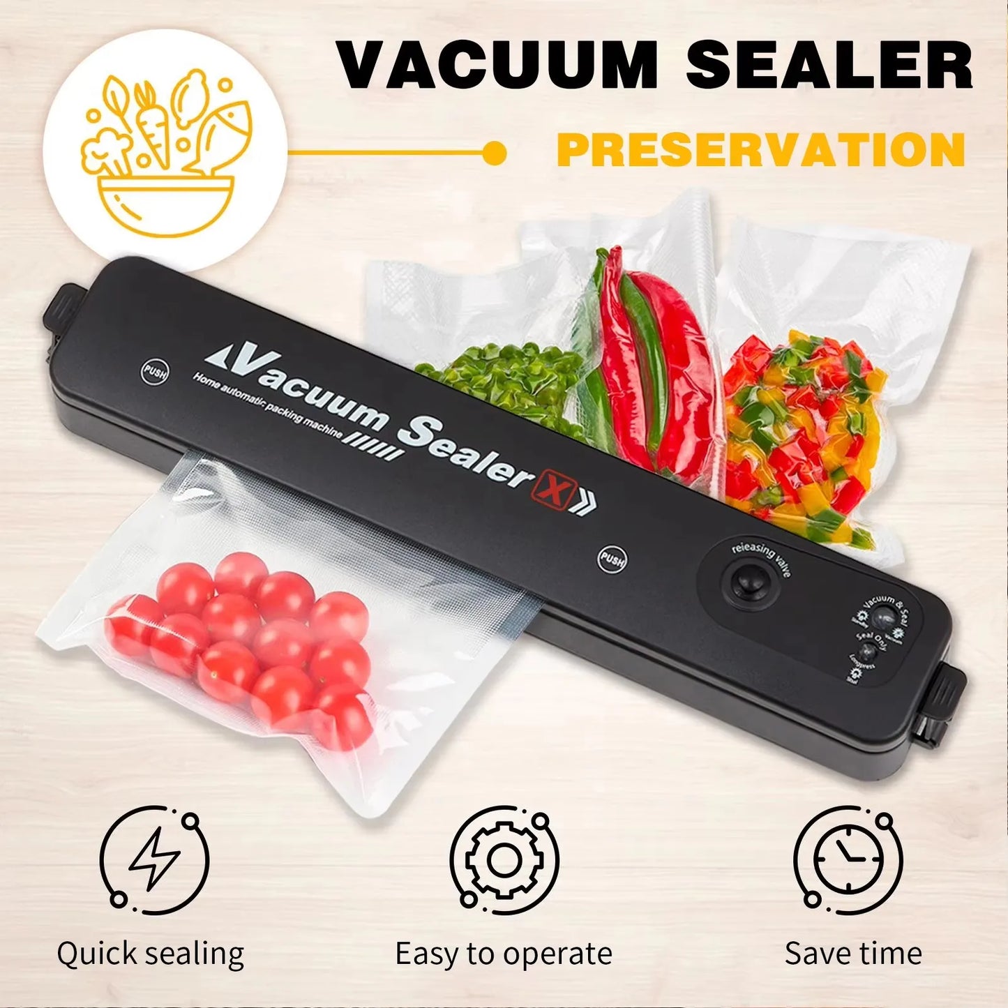 Vacuum Sealer Packaging Machine Food Vacuum Sealer Vacuum Bags Household Vacuum Food Sealing Machine Food Storage Tools