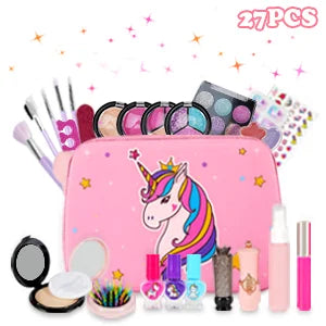 Children's make-up set for girls, 27 pieces washable cosmetic set with make-up case for children, role play toy and present