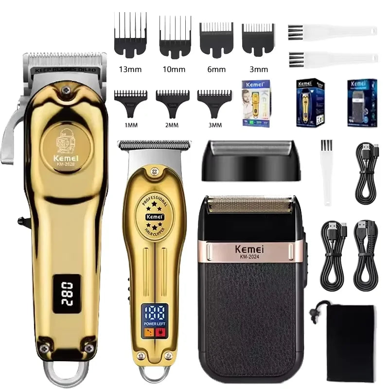 Kemei KM-2628 KM-678 KM-2024 Professional Electric Hair Clippers Beard Clipper Rechargeable Men's Shaver Hair Trimmer Kit Men