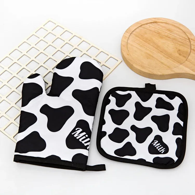 Kitchen Gloves Insulation Leopard Pattern Pad Cooking Microwave Gloves Baking BBQ Oven Potholders Oven Mitts Potholder Pad