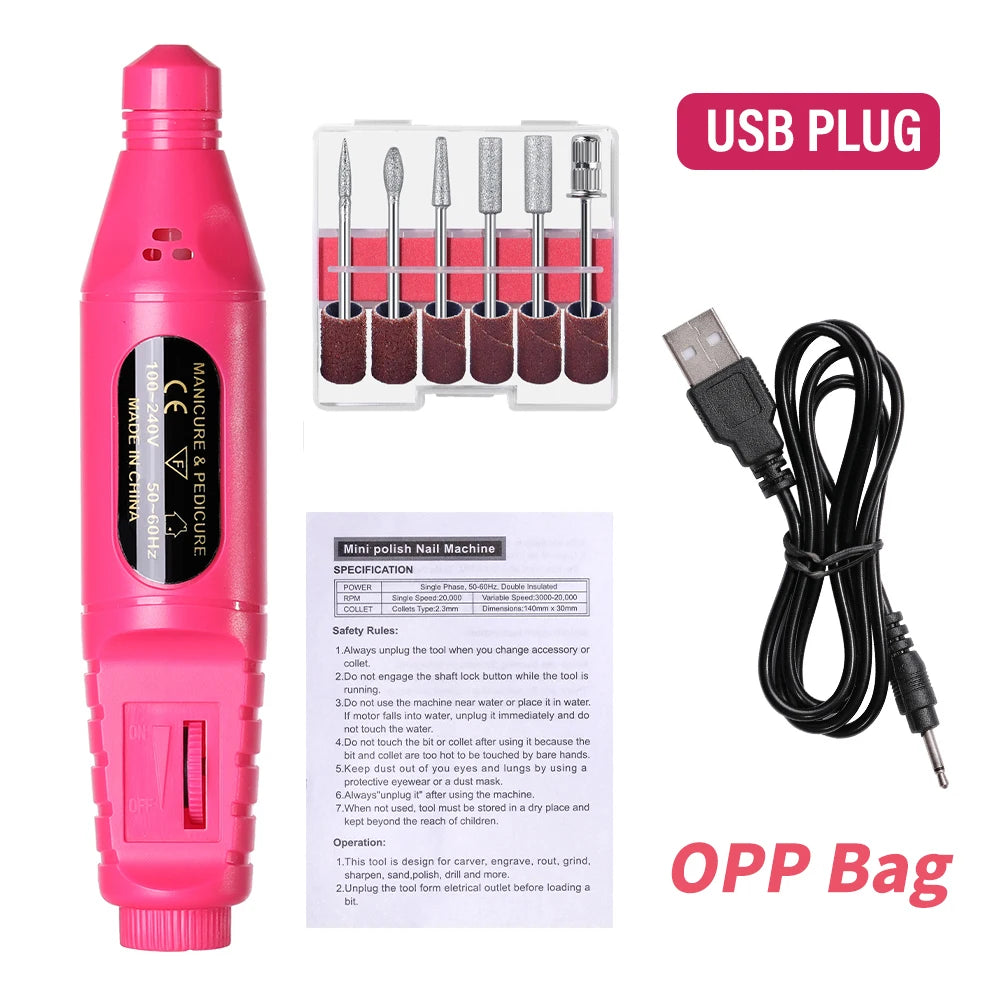 LINMANDA 6 In 1 Electric Nail Drills Kit Remove Polisher Manicure Portable Nail File Nail Drill Equipment  Pen Tools Machine