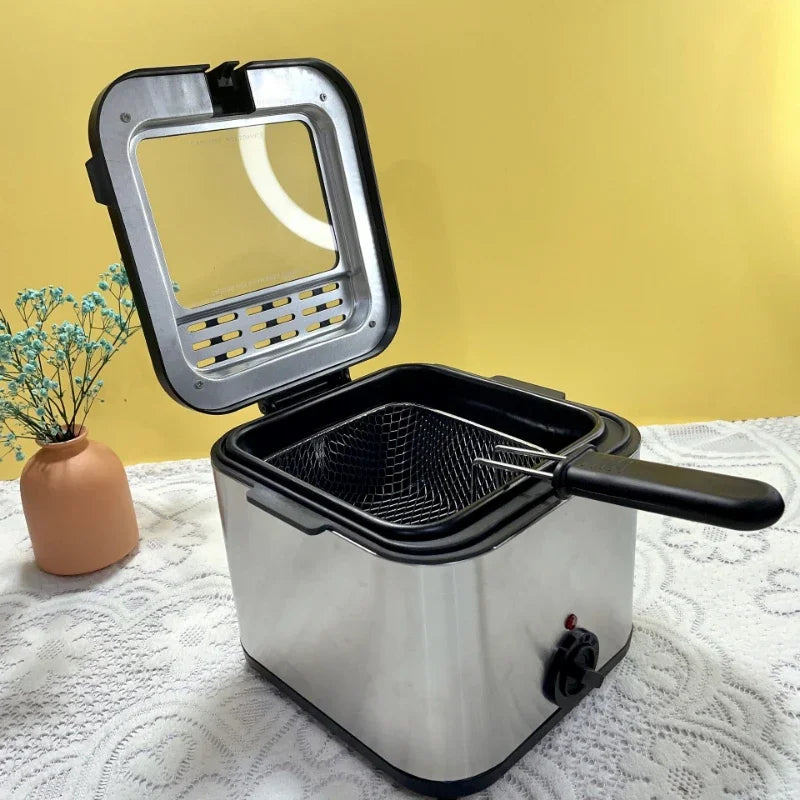 Electric Deep Fryer Mini Deep Fat Fryer Smart Home Fryer Large Capacity Oil-free French Fries Machine//1.5L