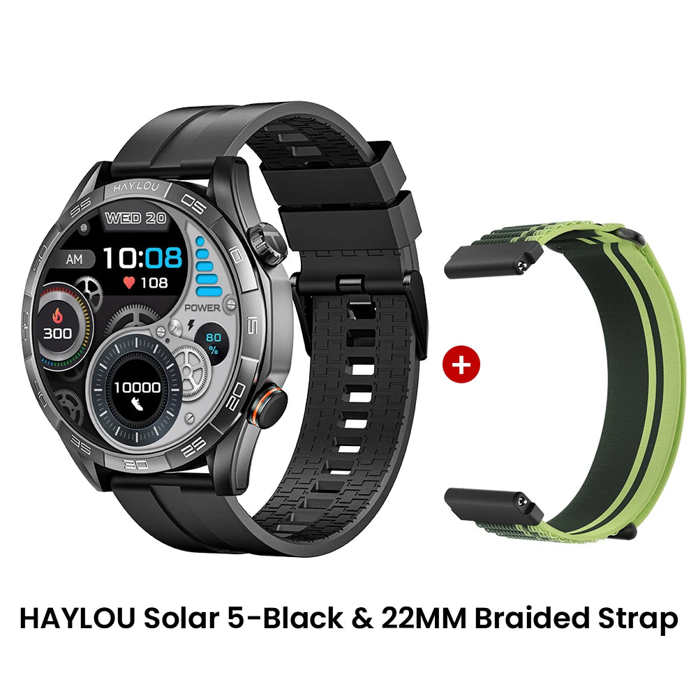 2025 HAYLOU Solar 5 Voice Calling Smartwatch 1.58'' AMOLED Display 60Hz Smart Watch 24H Health Monitoring Sports Smartwatch for