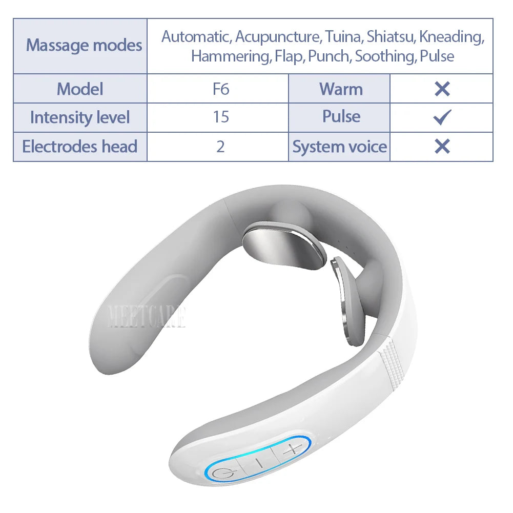 TENS Pulse Back Neck Massage Wireless Smart Sholder Cervical Massager Heating Relief  Pain Muscle Punch Beating Health