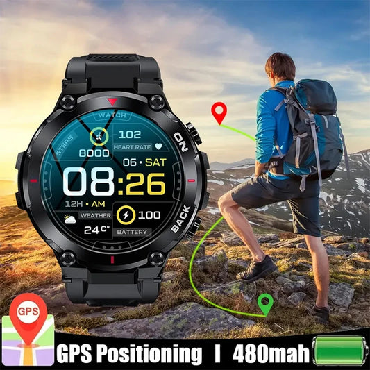 LIGE Outdoor Military GPS Smart Watch Men 360*360 HD Screen Heart Rate IP68 Waterproof Sports Smartwatch For Android IOS 2024