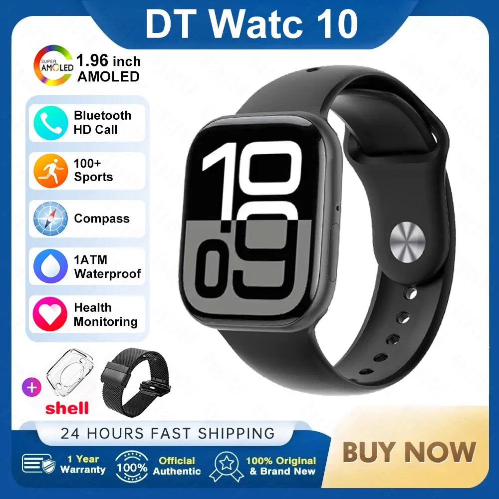 2025 New For Apple DT Watch 10 Smart Watch Men HD AMOLED 4GB Memory Music 3D Surround Bluetooth Call Waterproof Smartwatch Woman