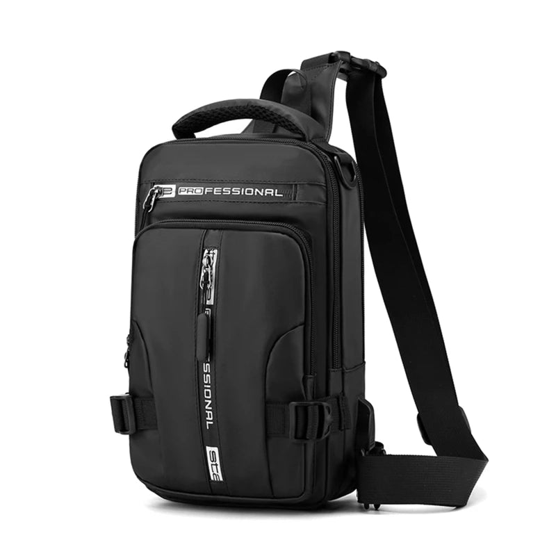 Multifunction Nylon Chest Bag Men Waterproof Men Crossbody Bag Anti-theft Travel Bag Male USB Charging Chest Bag Pack Backpack