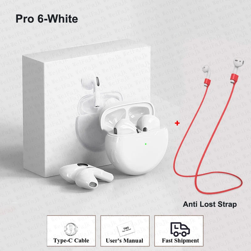 Original Air Pro 6 Pods TWS Max Wireless Bluetooth Earphones In Ear Earbuds Noise Cancelling Headset For Apple iPhone