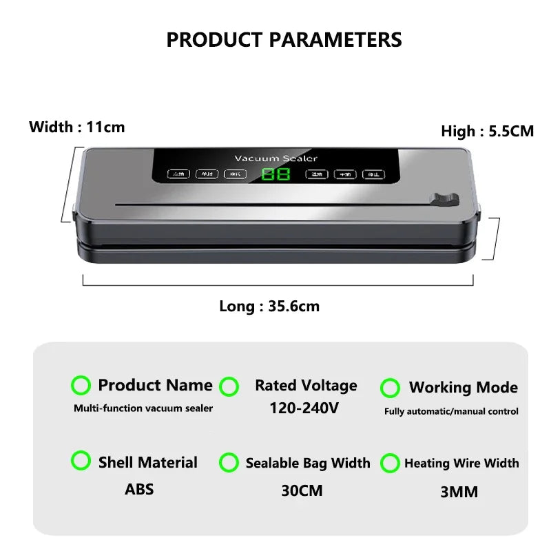 Vacuum Sealer Machine Dry Wet Food Packaging Machine With UV Kitchen Food Storage Sealing Machine Built-in Cutter Vacuum Packer