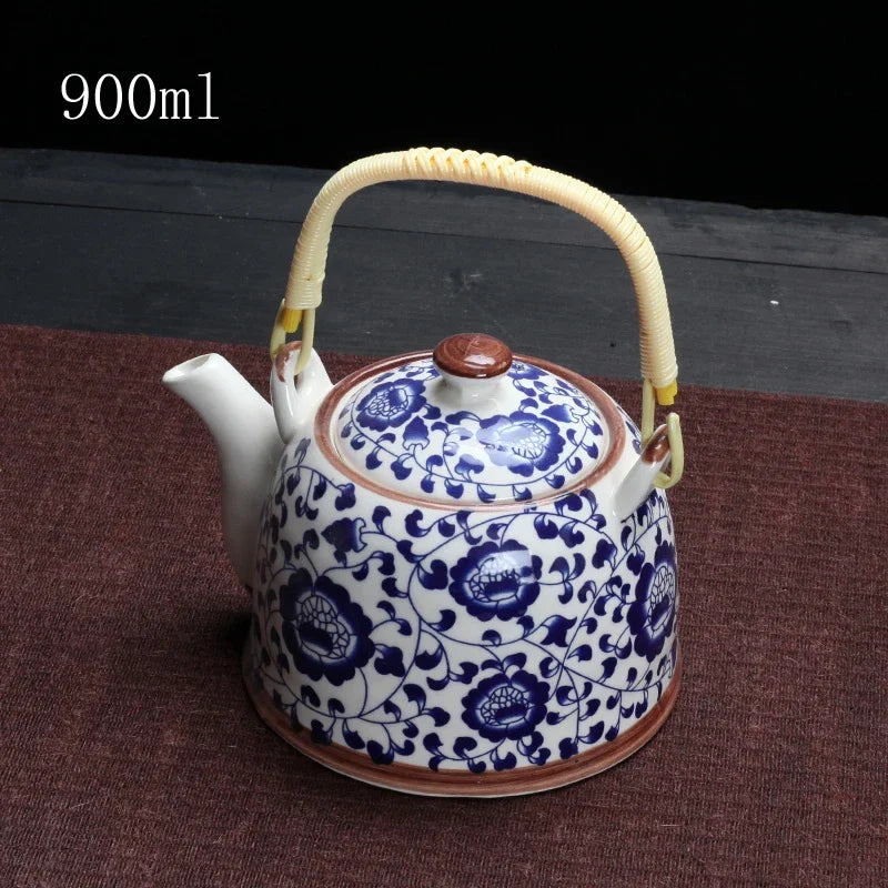 China  Porcelain Teapot with Strainer Net High Capacity 900ML Traditional Chinese Retro Ceramic Tea Set