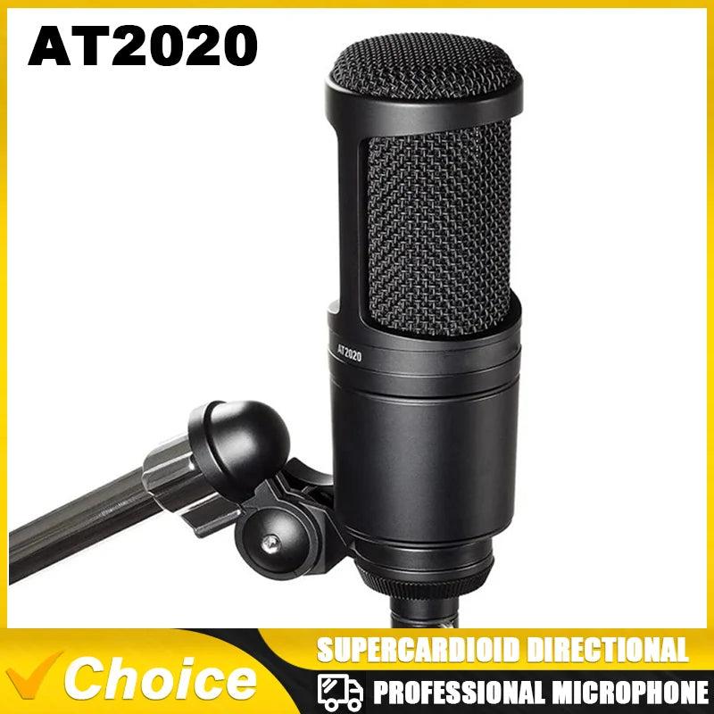 AT2020 Professional Audio Wired Cardioid Condenser Microphone for Vocal Condenser Pro Studio Live Recording