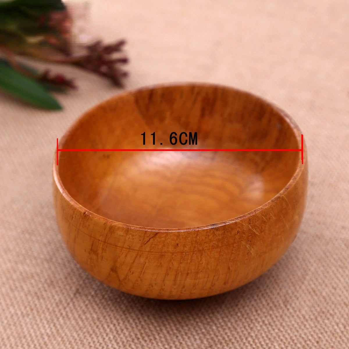 Natural Round Wooden Bowl Soup Salad Noodle Rice Fruit Shock-proof Handicraft Holder Kitchen Handmade Wood Bowl For Kids