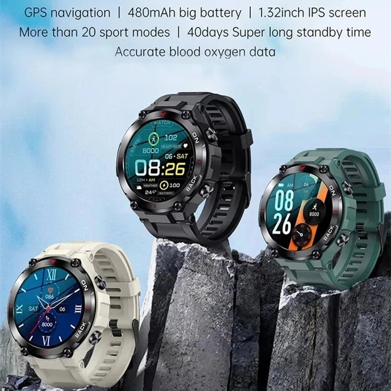 LIGE Outdoor Military GPS Smart Watch Men 360*360 HD Screen Heart Rate IP68 Waterproof Sports Smartwatch For Android IOS 2024