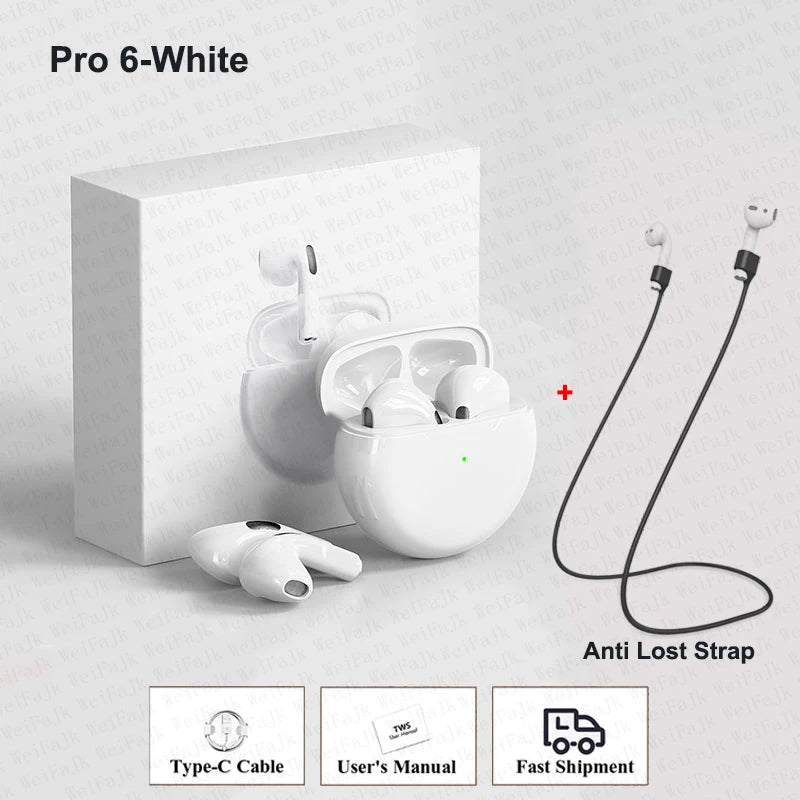 Original Air Pro 6 Pods TWS Max Wireless Bluetooth Earphones In Ear Earbuds Noise Cancelling Headset For Apple iPhone