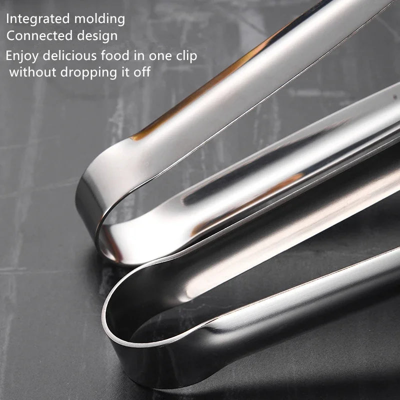 Stainless Steel Grill Tongs Food Clip BBQ Steak Clip Bread Tong Cooking Utensils Party Non-Slip Kitchen Gadgets Accessories