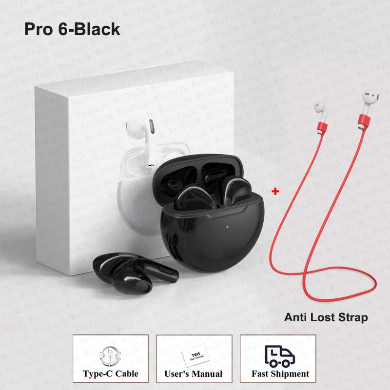 Original Air Pro 6 Pods TWS Max Wireless Bluetooth Earphones In Ear Earbuds Noise Cancelling Headset For Apple iPhone